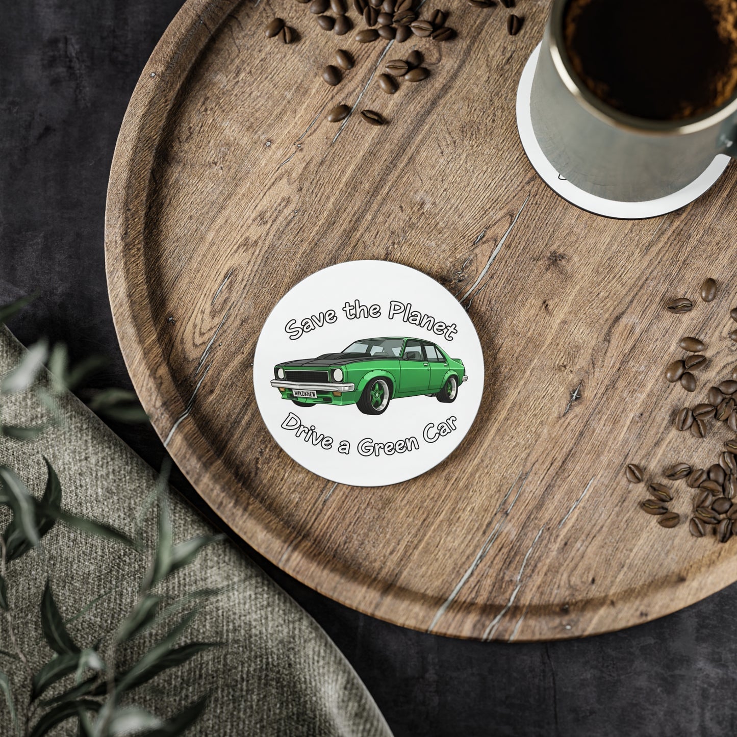 “Save the Planet Drive a Green Car” - LX Torana - Drink Coaster (WikdKrew)