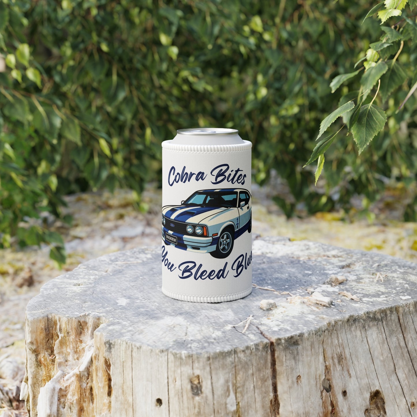 Ford Cobra Stubby Holder - Cobra Bites You Bleed Blue (WikdKrew)