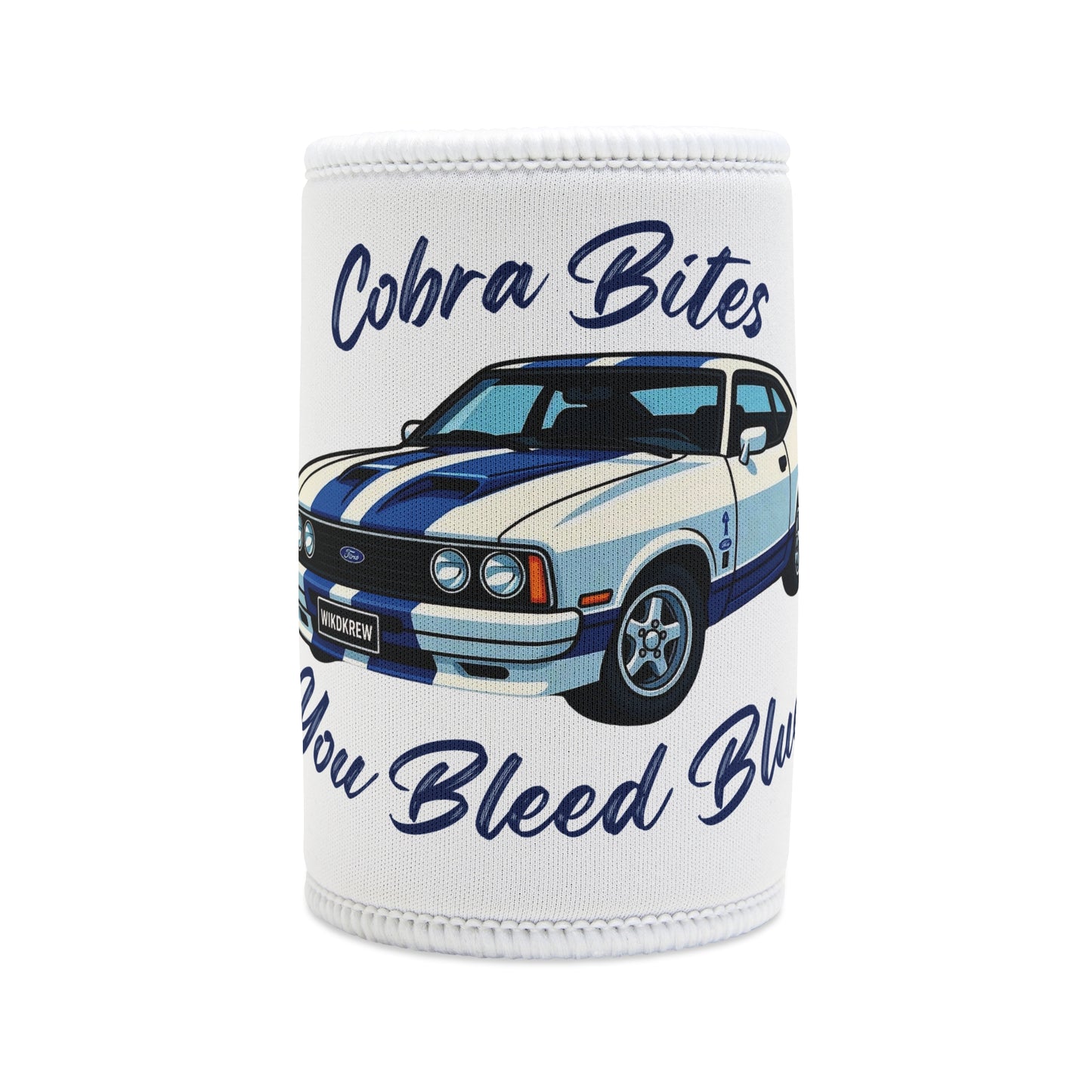 Ford Cobra Stubby Holder - Cobra Bites You Bleed Blue (WikdKrew)
