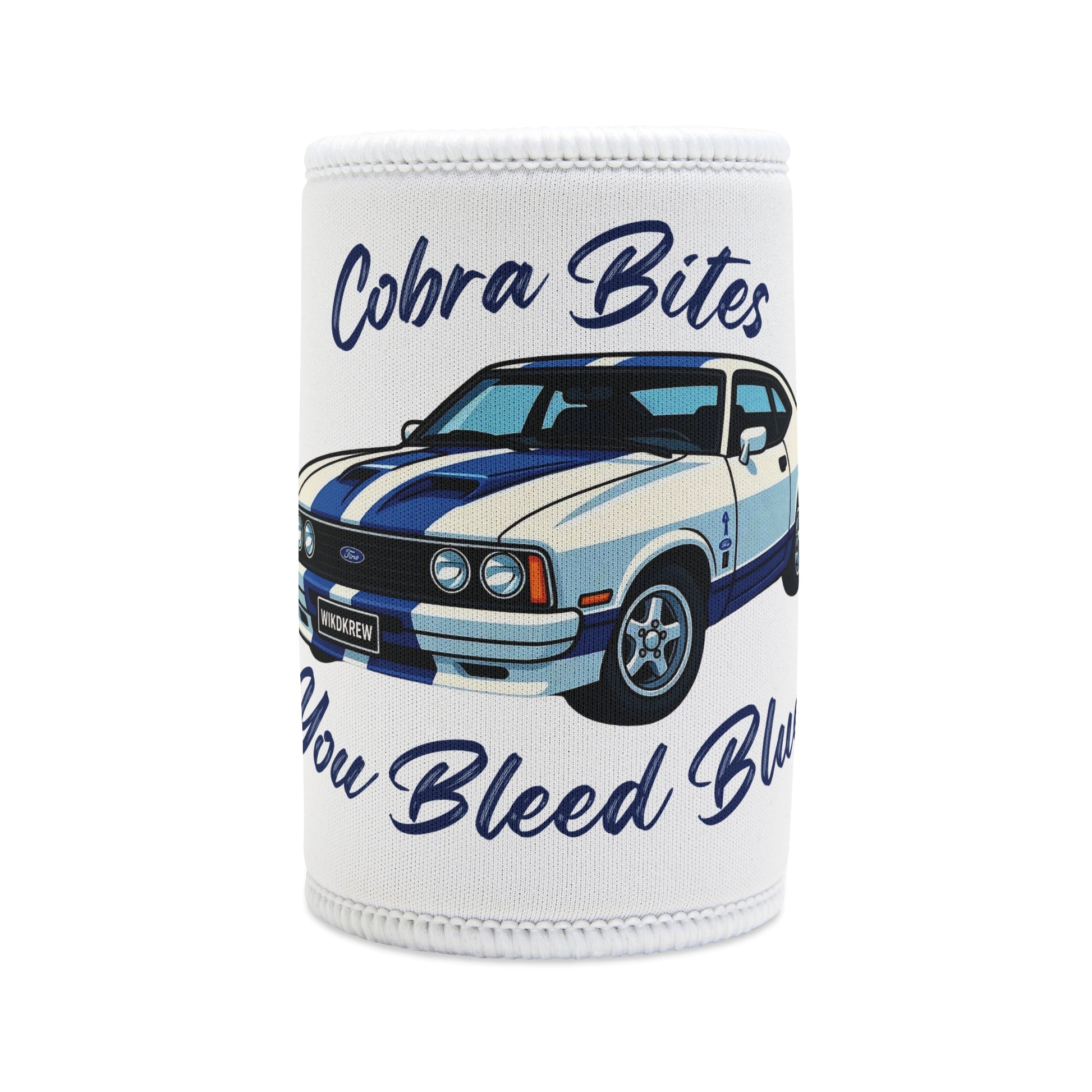 Ford Cobra Stubby Holder - Cobra Bites You Bleed Blue (WikdKrew)
