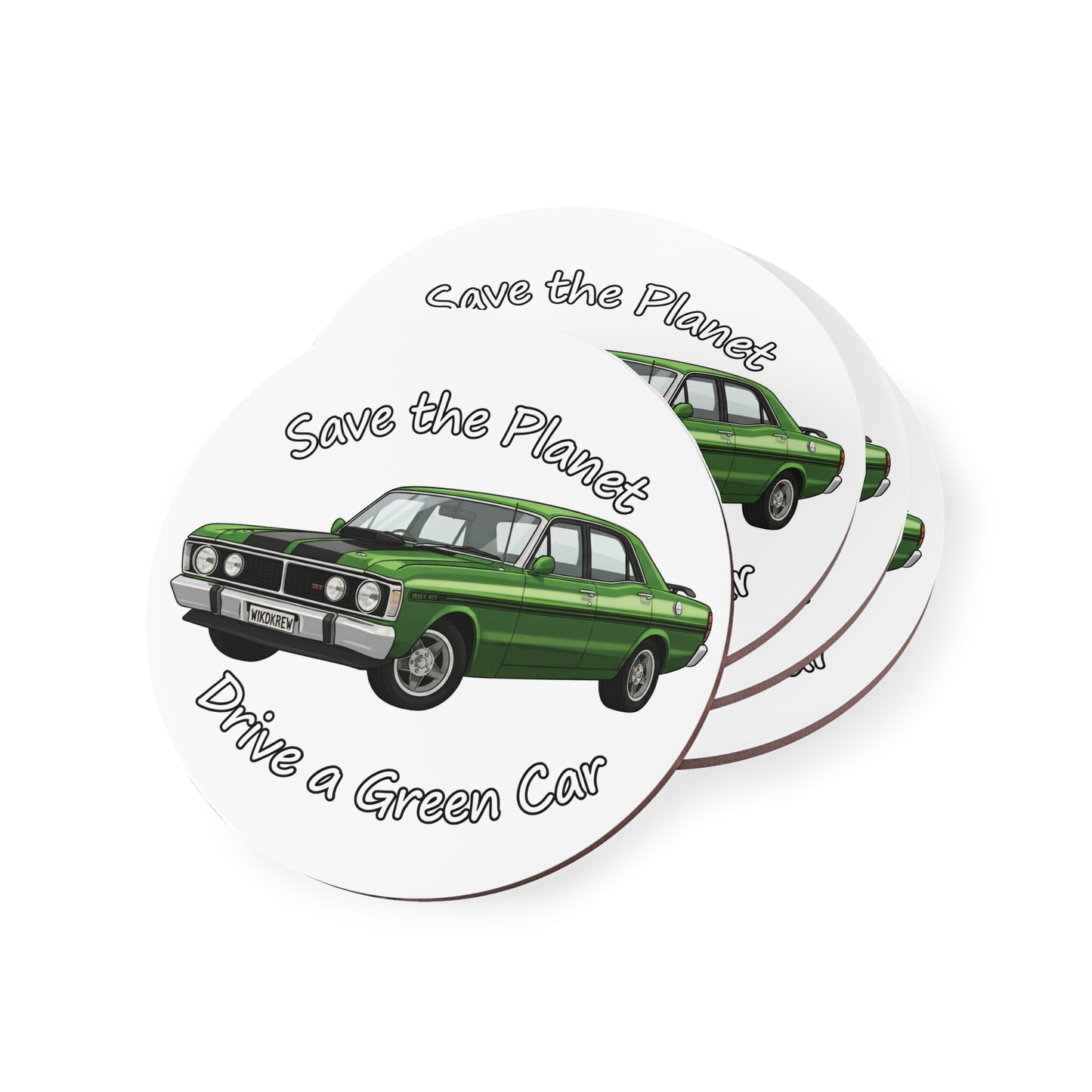 “Save the Planet Drive a Green Car” - Ford XY GTHO Phase III - Drink Coaster (WikdKrew)