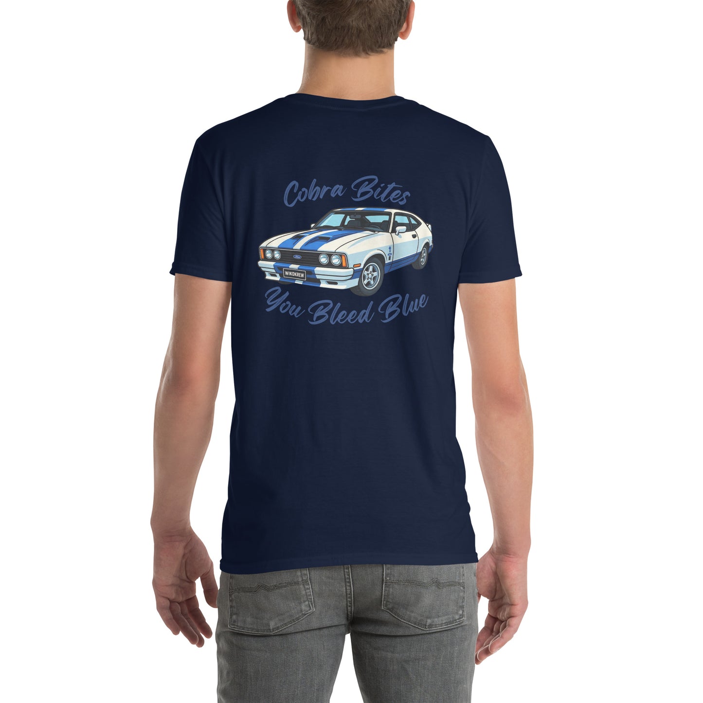 Ford Cobra T-Shirt - Cobra Bites You Bleed Blue (WikdKrew)