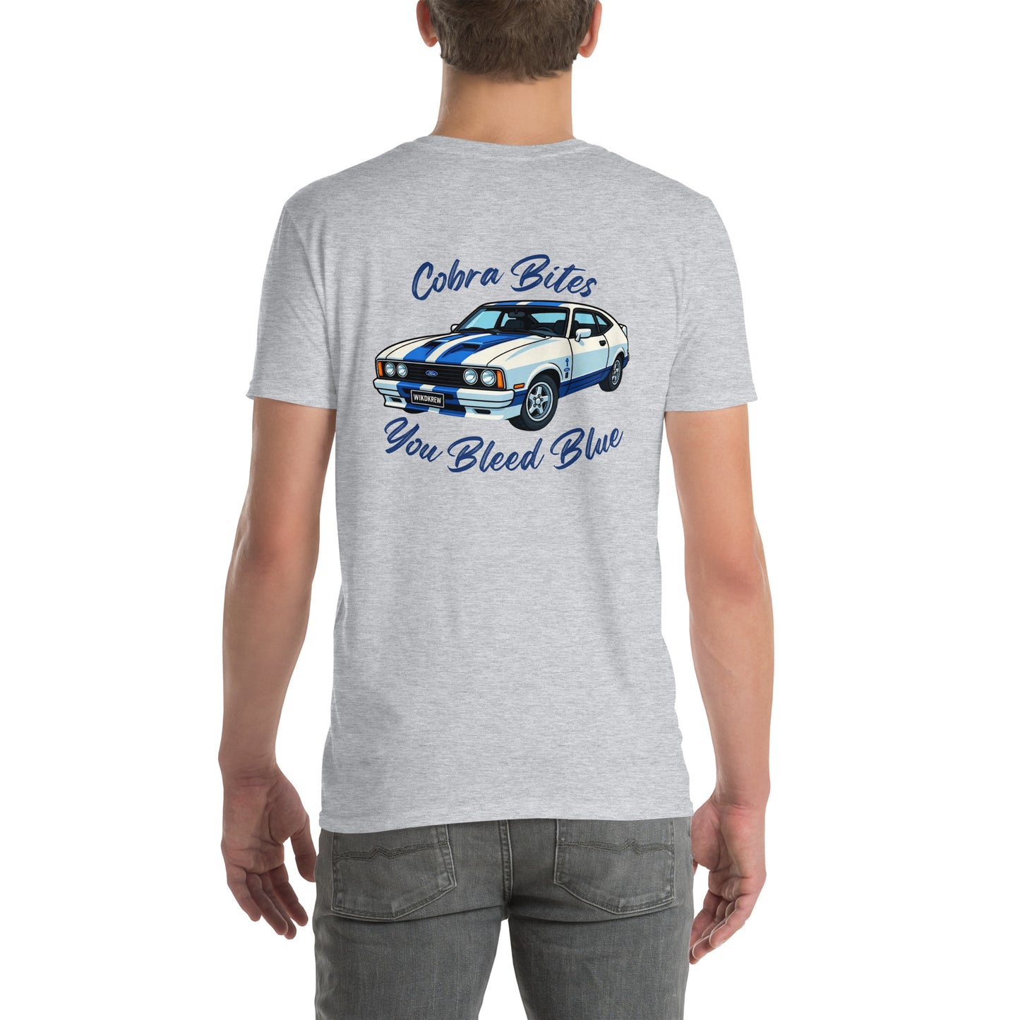 Ford Cobra T-Shirt - Cobra Bites You Bleed Blue (WikdKrew)