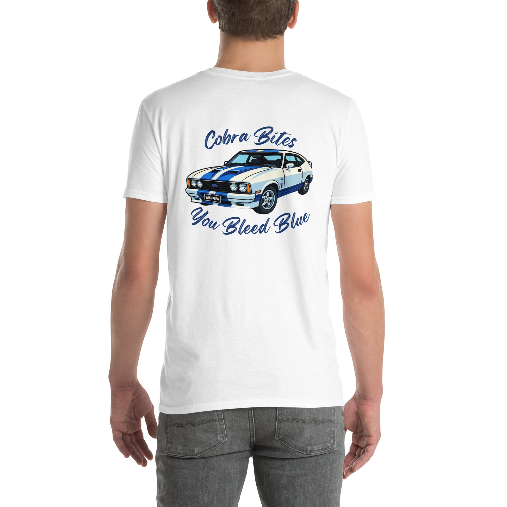 Ford Cobra T-Shirt - Cobra Bites You Bleed Blue (WikdKrew)