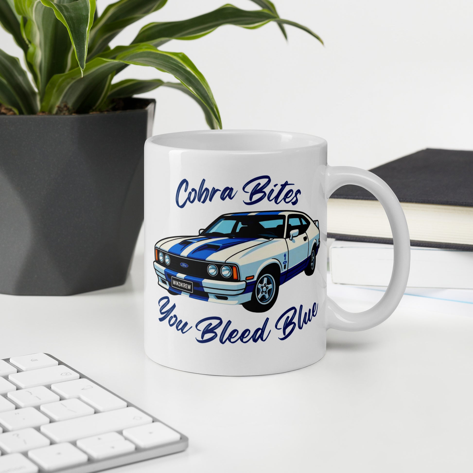 Ford Cobra Mug - Cobra Bites You Bleed Blue (WikdKrew)